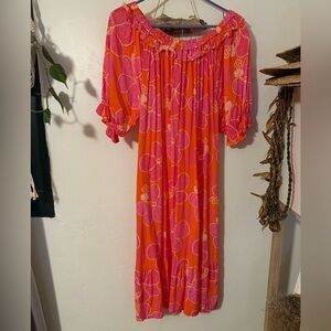 Eternal Summer Hawaii Pink and Orange Flower Print Dress